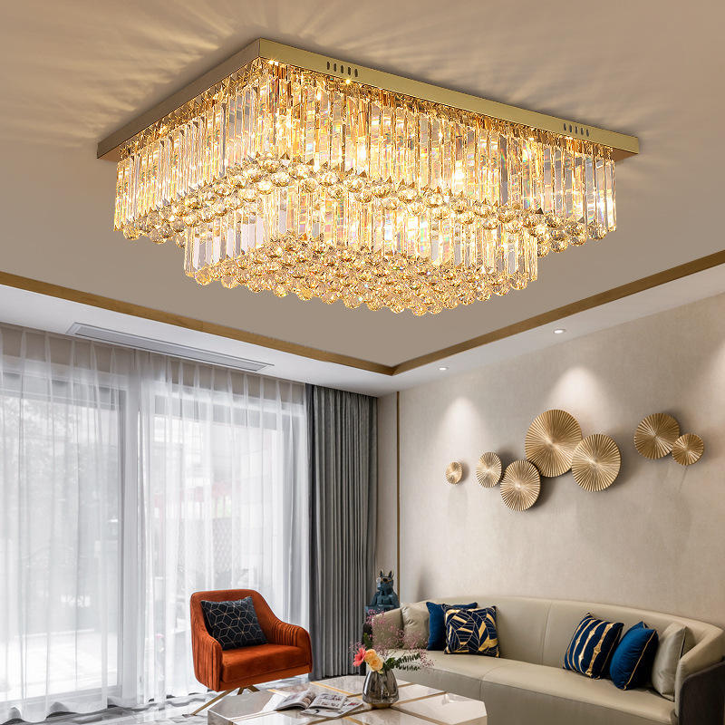 Crystal Ceiling Light - Rectangle Dark Frame
